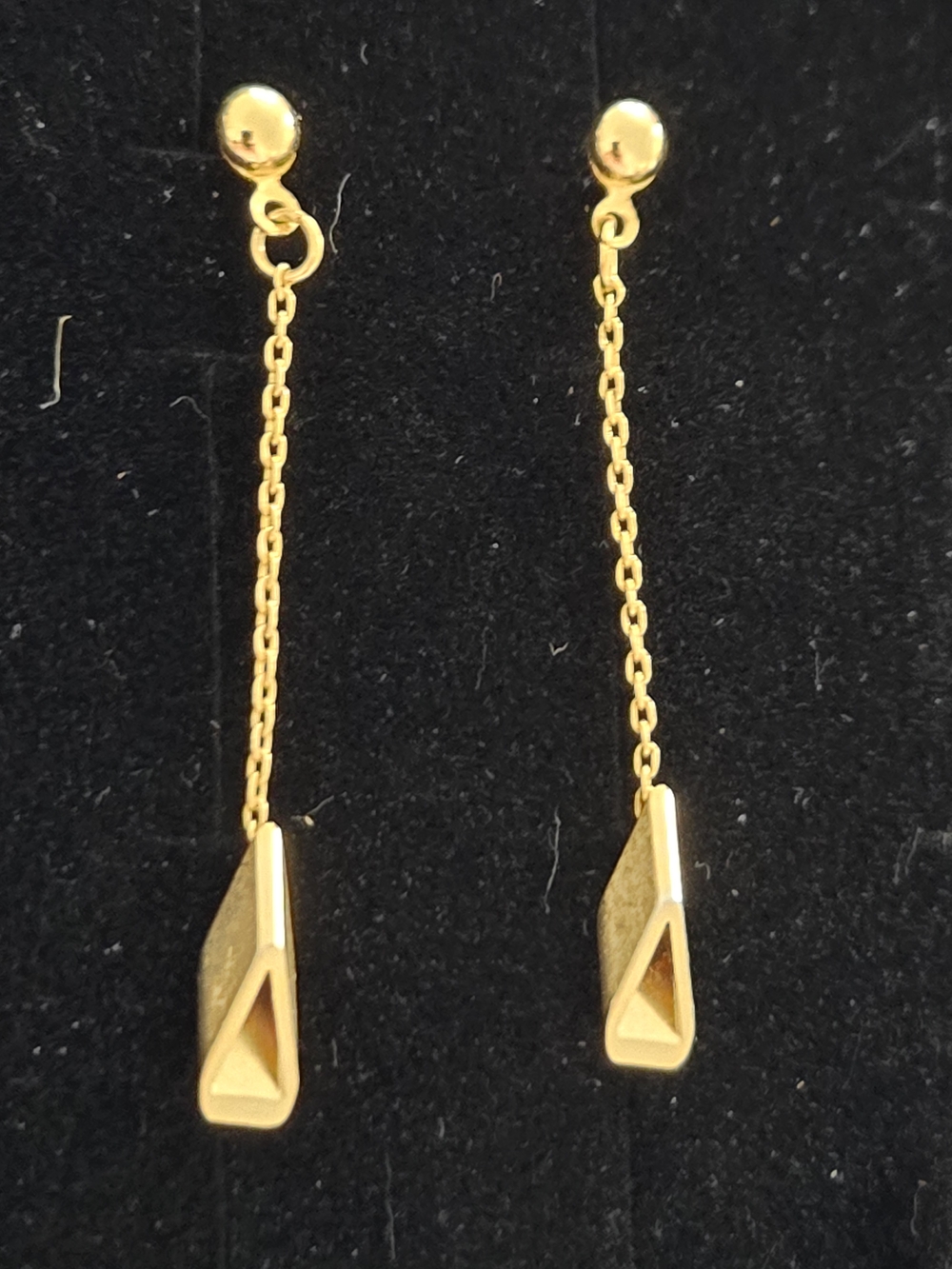 Gold Triangle Drop Chain Earrings - Women's Jewelry